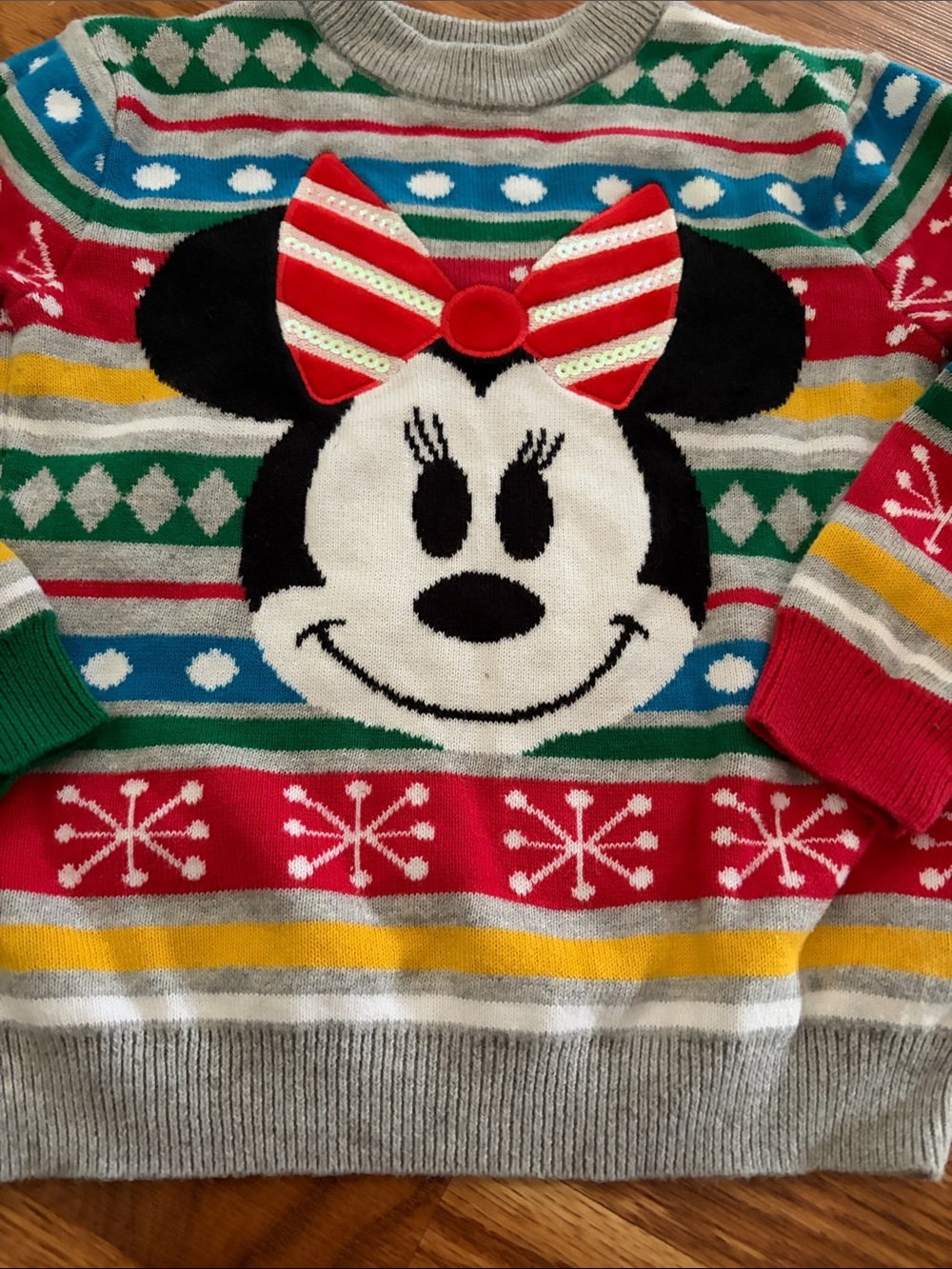 Disney White Tag Knit Top with Red and Blue Accents
